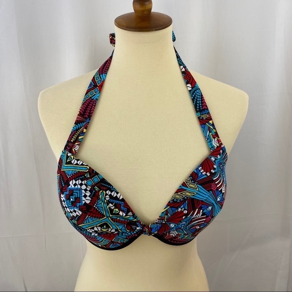 Mossimo Black And Multi Print Swim Top NWT - Picture 1 of 10
